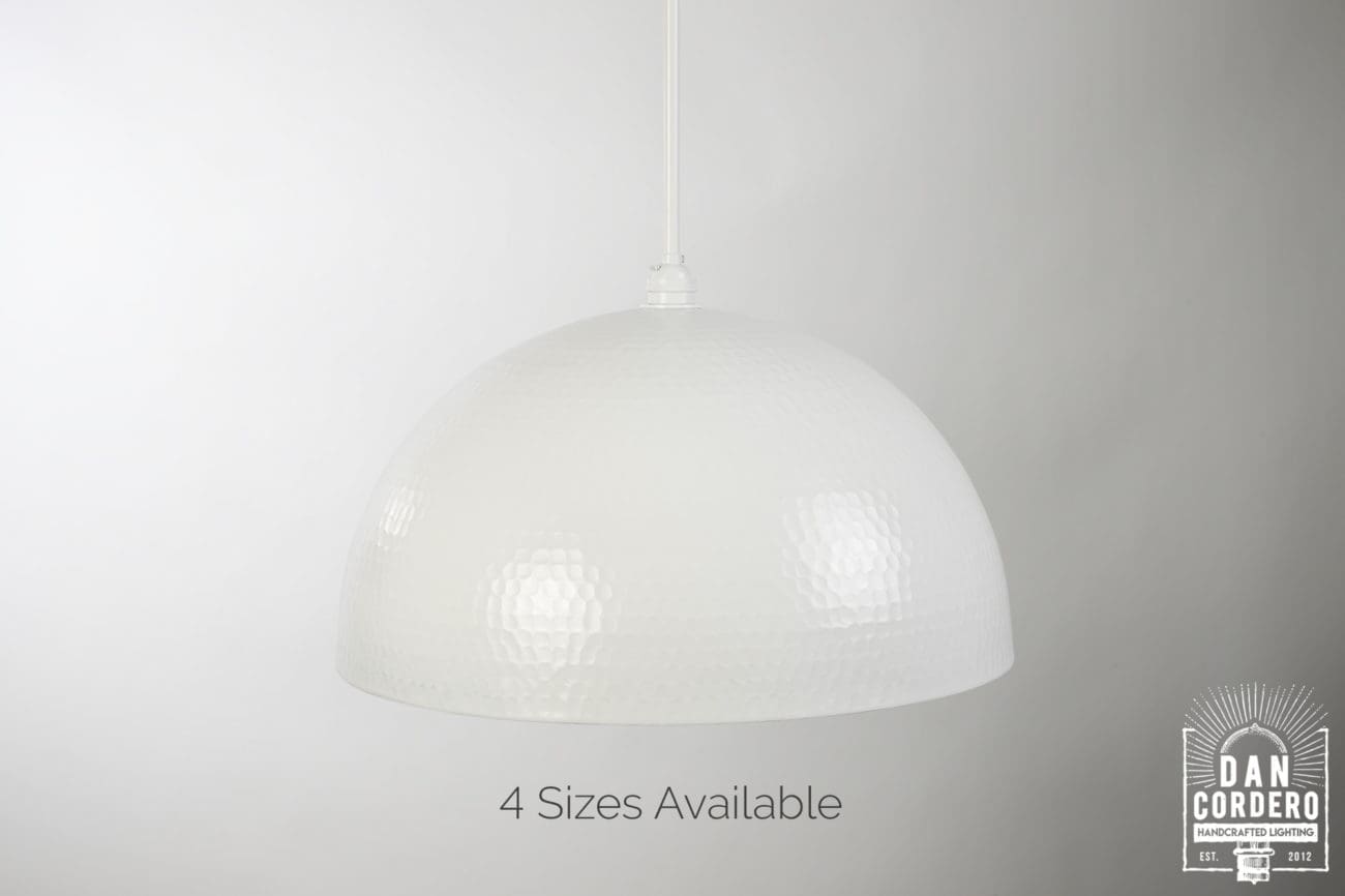 Hammered White Dome Pendant Light Fixture
