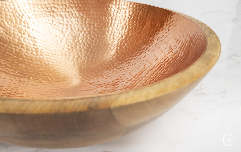 Set Of 2 Gold Hammered Metal Bowls Decorative Trays Decor Display