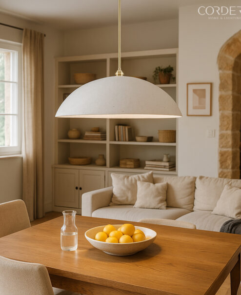 White Concrete Pendant Light