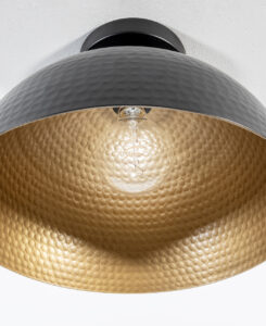 Black Hammered Dome Flush Mount Light