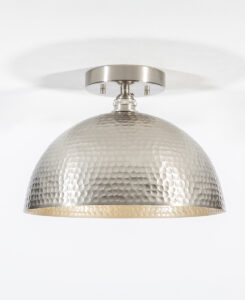 Brushed Nickel Hammered Flush Mount