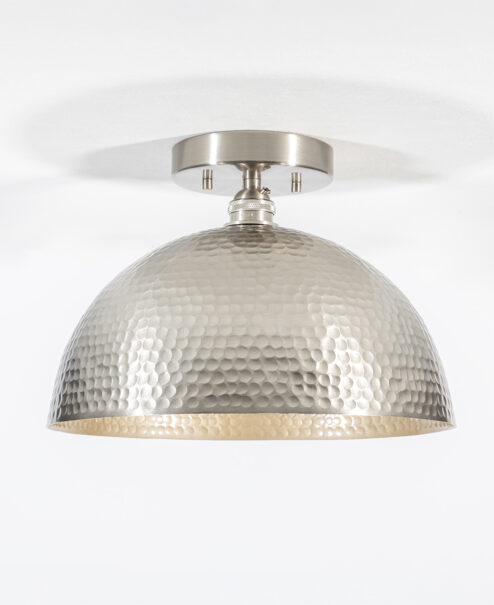 Brushed Nickel Hammered Flush Mount