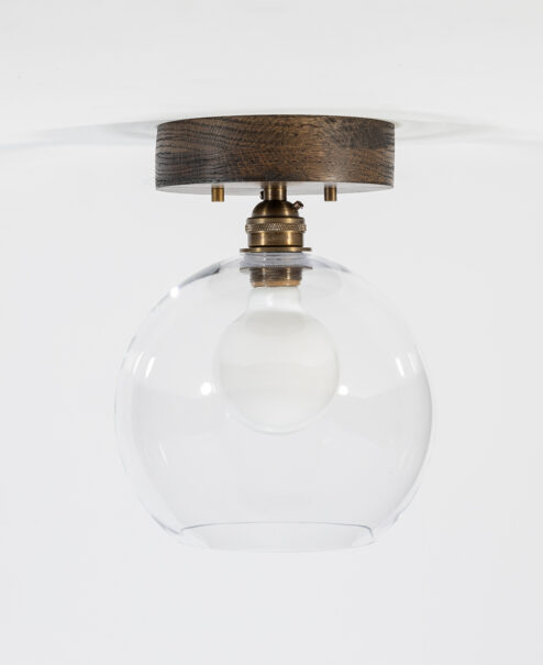 Luna Wood Semi-Flush Mount Light Fixture - Clear