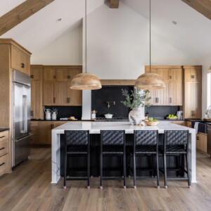 Wooden Hammered Dome Light Fixture