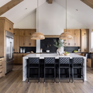 Wooden Hammered Dome Light Fixture