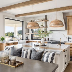 Natural Wood Hammered Dome Pendant Light